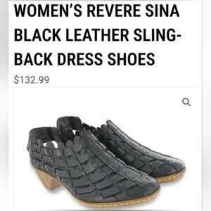 Rieker Black Leather Sling-Back Heels